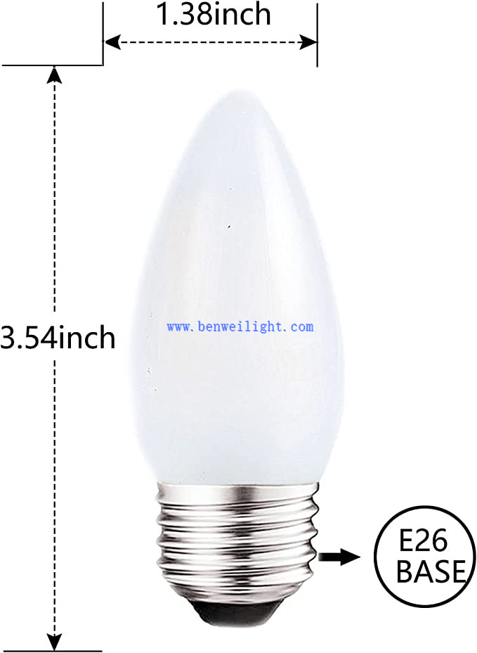 candle bulb's diameter