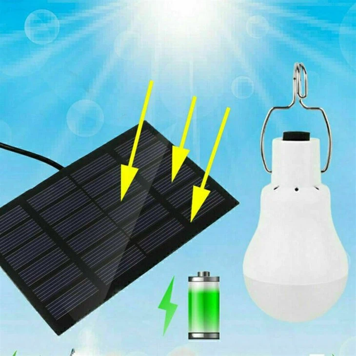 solar charging light bulb detail
