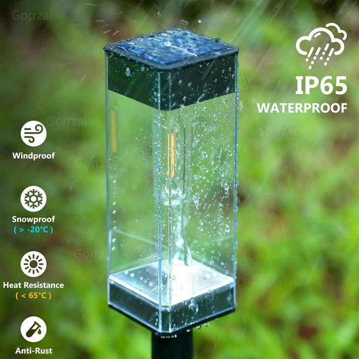 LED Waterproof Solar Outdoor Lights, Upgraded Stainless Steel Driveway Lighting With Tungsten Filament Bulb high quality