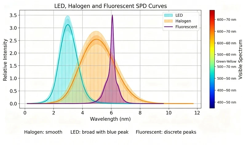Spectral Power Distribution chart for museum lighting Spectral Power Distribution chart for museum lighting