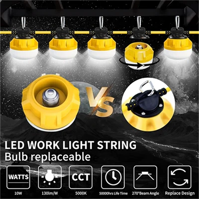 LED Construction String Light 100FT, 130W 16000Lm Industrial Grade LED high quality