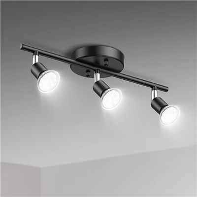 Black Adjustable Ceiling Spotlight With 3 GU10 LED Bulbs