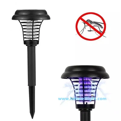 Solar Powered Mosquito Killer Lamp Bug Zapper LED Lawn Light Insect Round Plastic For Indoor Outdoor Garden