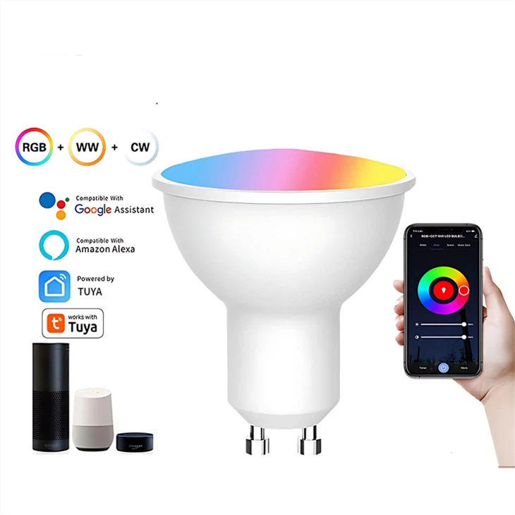 Smart Sensor RGB CW LED Bulbs: 5-9W, GU10/MR16, Voice/WiFi/Bluetooth Dimming